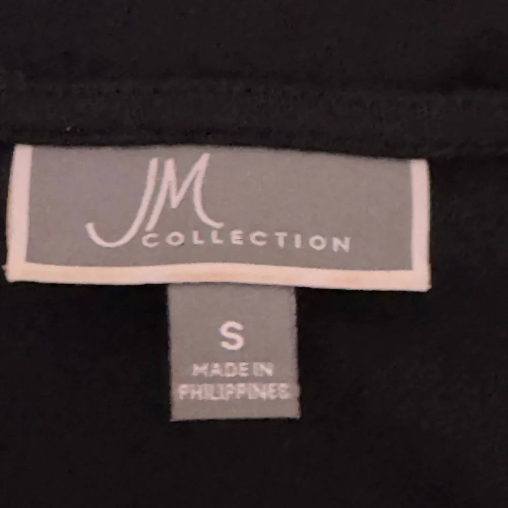 H-161 JM Collection Black Embellished Tie Front Long Sleeve Pullover Blouse‎ - Picture 12 of 14